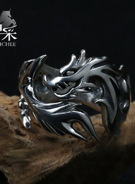 羿采潮人个性男士女生复古龙银