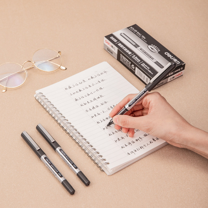 DELI S656 볼펜 0.5MM 총알 서명 펜 12개 서명 주문 및 사무실 혼합 색상 메모용 비즈니스 펜