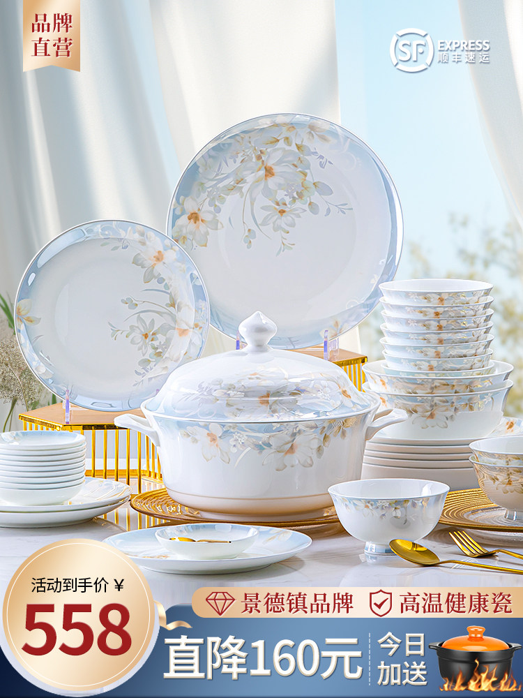 餐具集家用2025新无障碍豪华碗景德镇高档陶瓷餐具集碗，筷子和盘