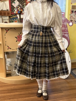 欧洲 Vintage巴伐利亚格子半裙古着奥地利衬衫