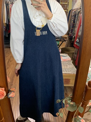 日本 pink house 牛仔背心裙古着