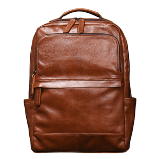 欧美复古头层牛皮男士旅行双肩包真皮电脑包软皮大容量背包手提包
