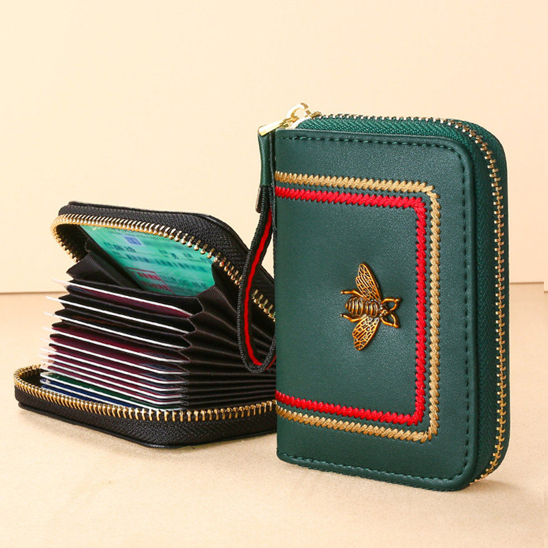 卡包女式小巧精致高档蜜蜂新款真皮大容量多卡位证件收纳卡套超薄
