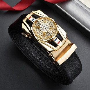 时来运转新款转动网红皮带男士自动扣休闲时尚商务腰带裤带皮带男