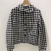 CDG KZYU 25春夏新款格子衬衫娃娃领外套宽松长袖开衫上衣女款潮