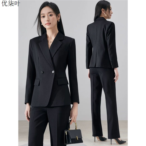 黑色职业西装套装女2025新款面试正装小个子女士气质通勤西服工装