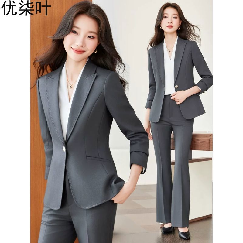 灰色西装套装女士2026秋冬新款高级感酒店经理工作服正装职业工装