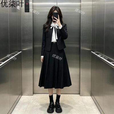 大学生答辩正装女黑色套装面试穿搭教师裙套装演讲正式场合职业装