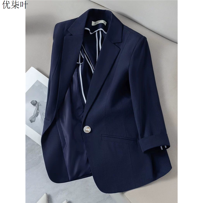 夏季薄款七分袖西装外套女士2026新款修身休闲高级感小西服小个子