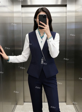 前台接待职业套装女春秋酒店礼仪工作服空姐餐厅服务员工装