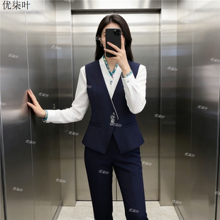前台接待职业套装女春秋酒店礼仪工作服空姐餐厅服务员工装
