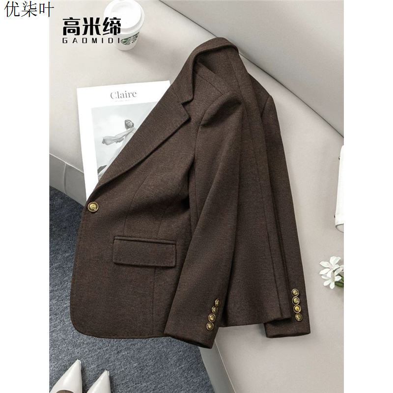 羊毛西装外套女高端2025新款冬季加厚毛呢小个子短款休闲西服上衣