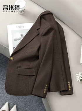 羊毛西装外套女高端2025新款冬季加厚毛呢小个子短款休闲西服上衣