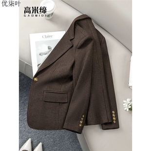 羊毛西装外套女高端2025新款冬季加厚毛呢小个子短款休闲西服上衣
