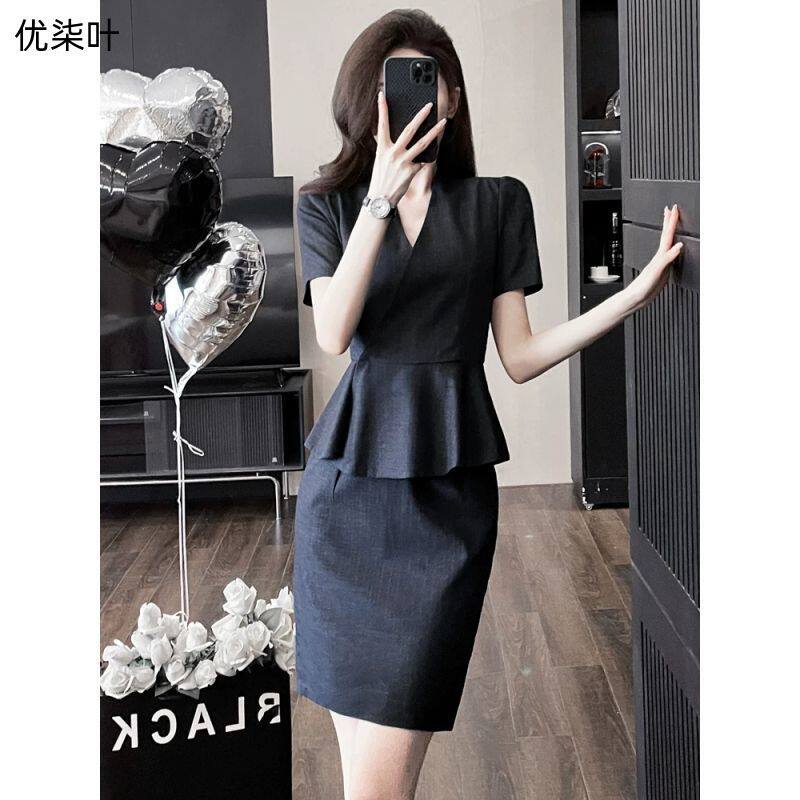 灰色小西装外套女正装2026新款夏季短袖西服高端职业套装接待制服