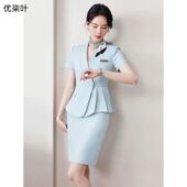 西装 轻熟风时尚 套装 薄收腰酒店职业装 医美美容院工作服 女夏季 短袖