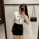 气质美容师蝴蝶结衬衣前台工作服套装 白色职业装 夏季 女短袖 裙 衬衫