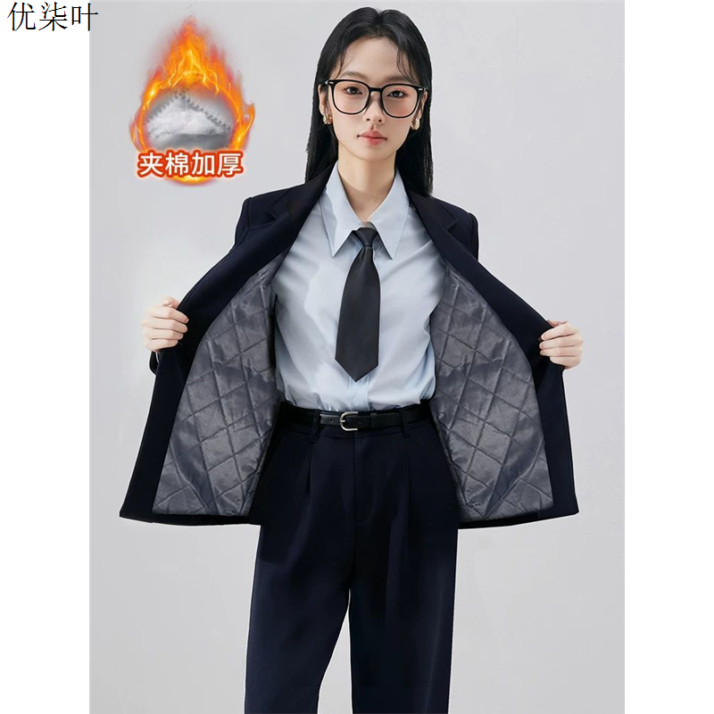 夹棉加厚西装外套女2025新款小个子职业正装工作服西服套装秋冬季