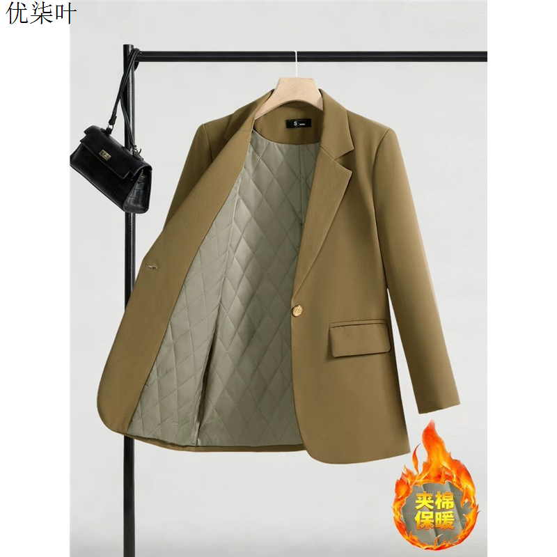 夹棉西装外套女秋冬新款时尚气质休闲设计感小众宽松韩版西服上衣