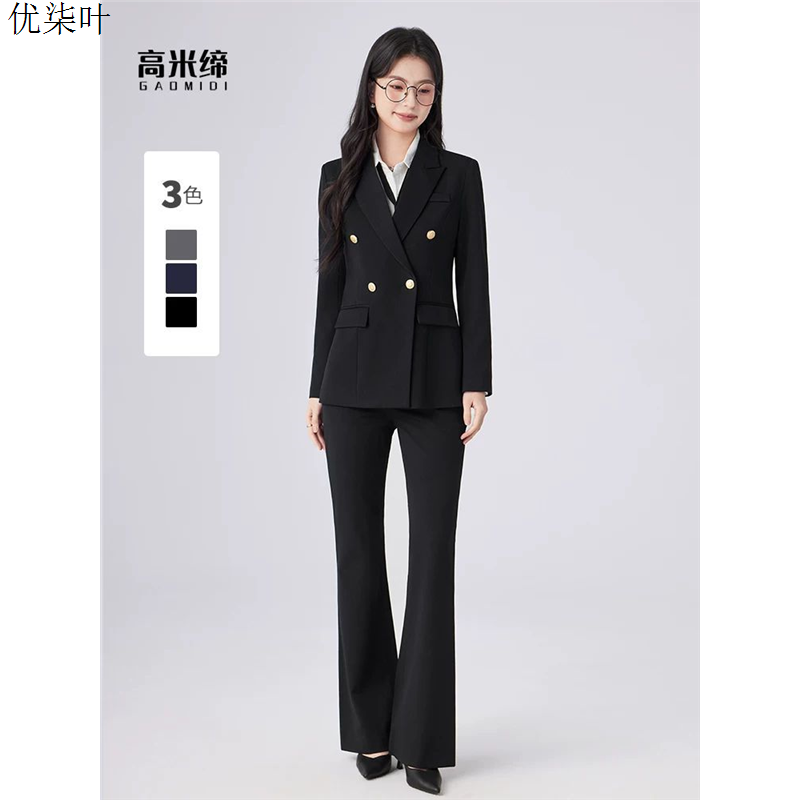 黑色西装套装女小个子正装面试通勤高级感气质修身职业西服工作服