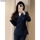 大学生教资面试穿搭高端商务西服套装 春秋季 女正装 藏青色职业西装