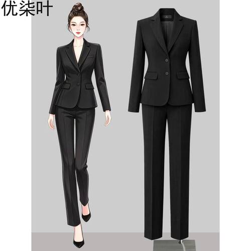 黑色西装外套女小个子公务员大学生公考面试职业正装女士西服套装