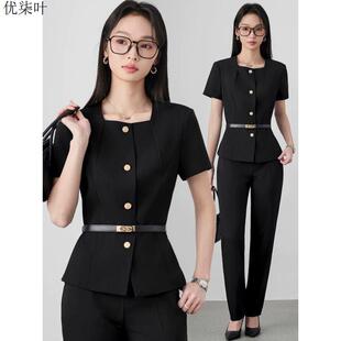 职业装短袖西装套装女夏季薄款案场客服气质工装珠宝店金店工作服