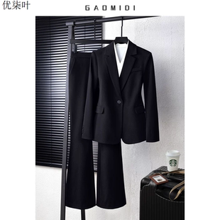 黑色加厚西装套装女士秋冬高级感面试职业正装气质西服外套小个子