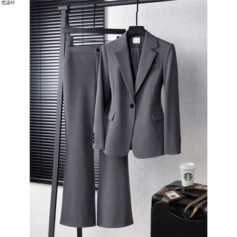 灰色西装外套女高级感春秋2025新款职业面试正装女西服套装大学生