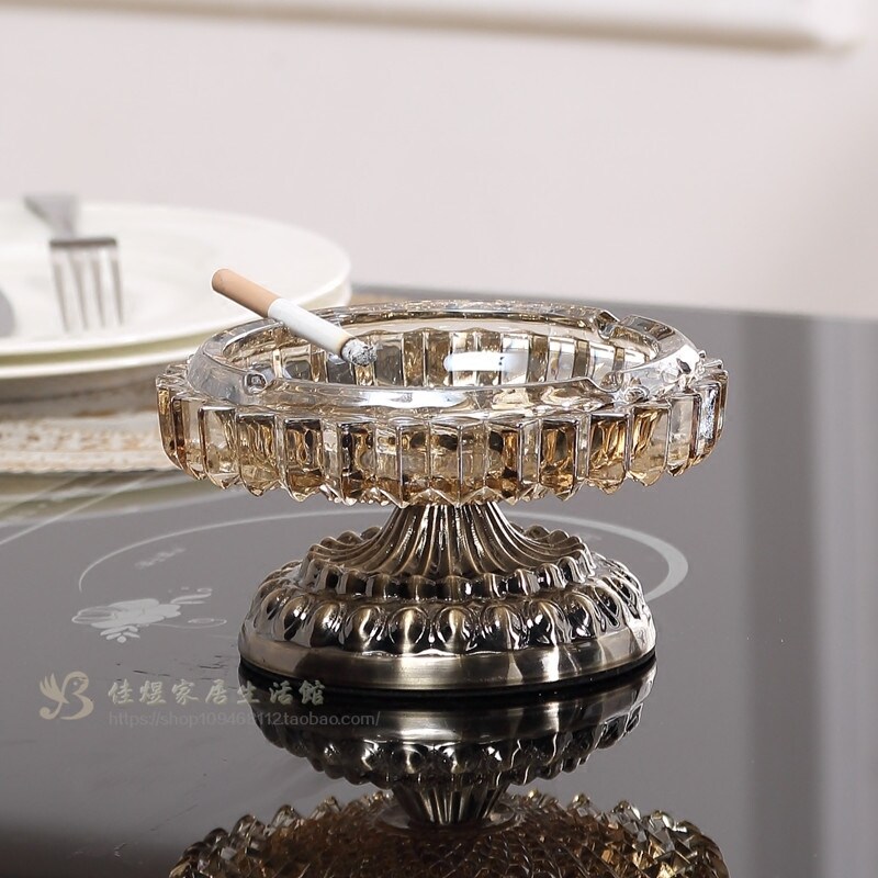 现代欧式玻璃烟灰缸茶几配套家居饰品样板间实用装饰器皿创意摆件