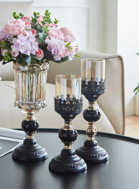 轻奢高档复古蜡烛台客厅餐桌中古浪漫高级感烛光晚餐家用道具摆件