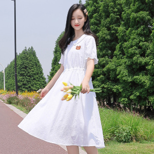 中学生连衣裙白色蛋糕裙初中生少女洋气裙子高级时尚夏装娃娃领