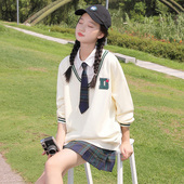 日系学生JK裙套裙衬衫 少女套装 领结卫衣高中学院风 新品 初中生春装