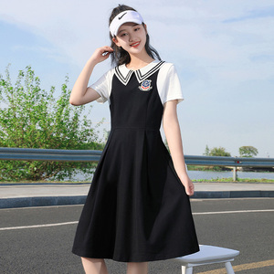 中学生连衣裙海军风初中生小黑裙少女裙子2026年夏季新款夏装高中