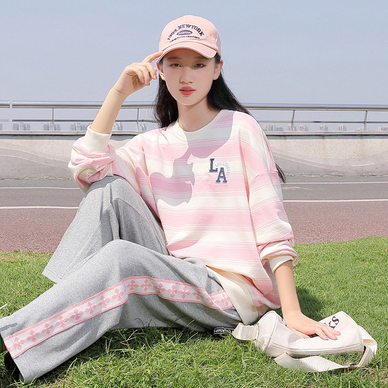 初中生春装套装女13岁中学生运动装纯棉春季宽松两件套高中生休闲