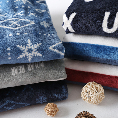 套头法兰绒家居服宽松男冬有大码