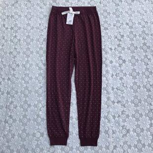 包邮 女睡裤 松紧腰有腰绳甜美小爱心薄款 长裤 秋662 束脚运动家居裤