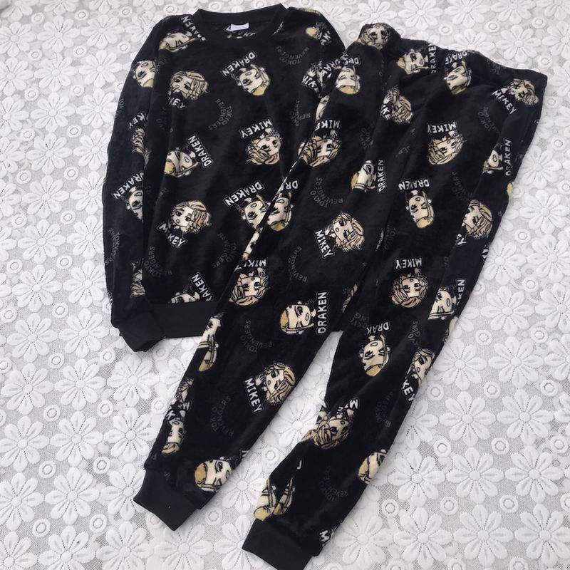 动漫法兰绒家居服睡衣套装男初春