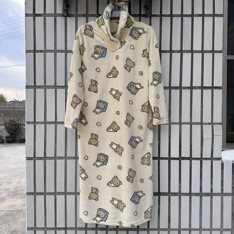 珊瑚绒卡通印花家居睡裙女休闲