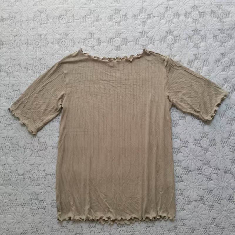甜美木耳边套头短袖家居服上衣宽松休闲有弹力夏季薄款睡衣女5789