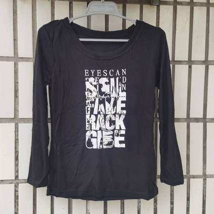 简约字母印花圆领套头秋季薄款修身有弹力家居打底长袖T恤女5922