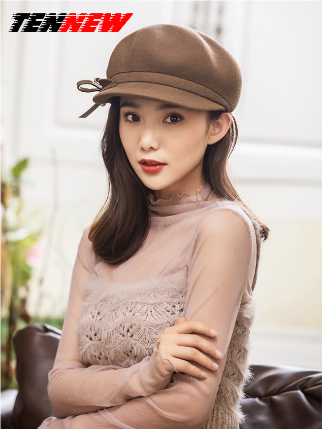 时尚休闲秋冬季鸭舌帽女士羊毛呢八角帽韩版贝雷帽新报童帽满129元可用70元优惠券