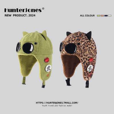 可爱猫耳朵飞行员雷锋帽潮牌亲子