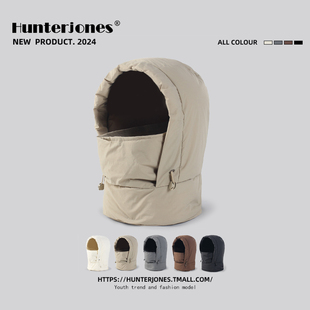 轻盈羽绒围脖面罩一体帽子女冬季户外骑车防风保暖头套男雷锋帽潮