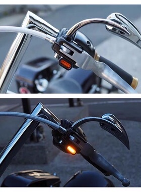 现货哈雷883 1200 48肥仔突破街霸路王改装车把迷你LED转向灯黑色
