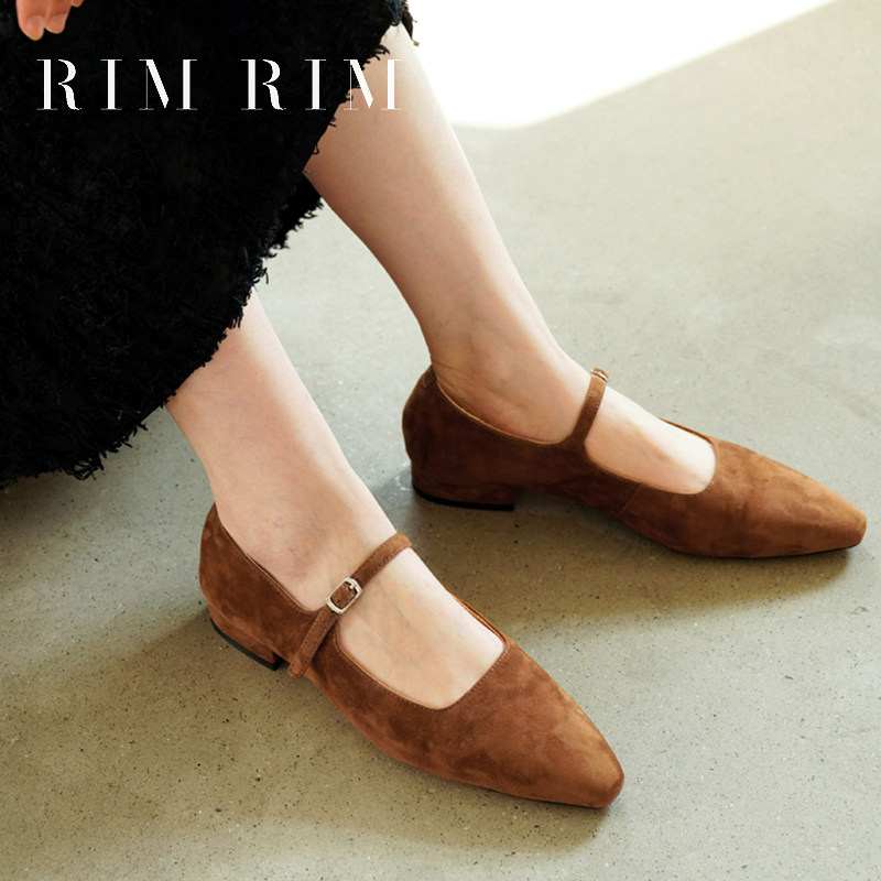 RIM RIM塑型马皮鞋羊反绒玛丽珍单鞋复古软底浅口低跟平底方头,女鞋,玛丽珍鞋,淘宝优惠券,粉丝福利购,淘宝优惠卷