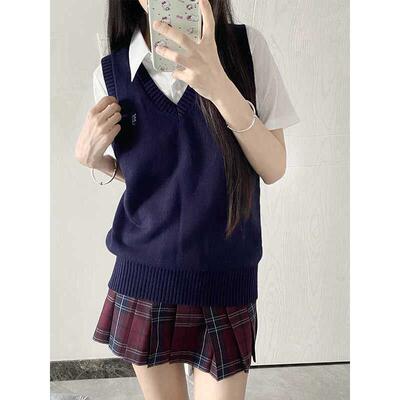 原创 绫川中背心     JK多色马甲针织毛衣学院风jk制服上衣