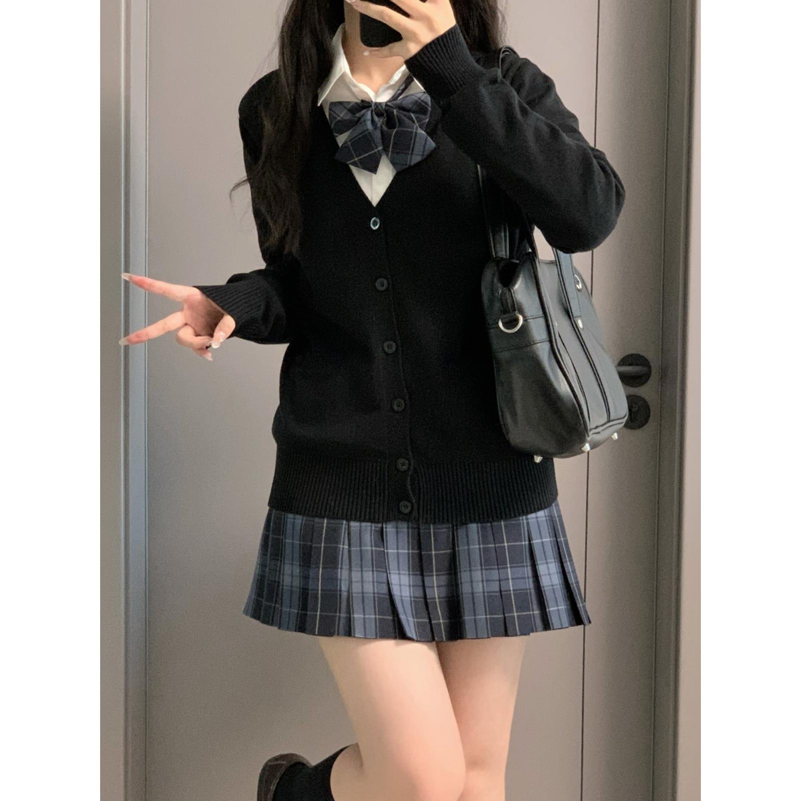 原创开衫毛衣套装制服套头针织衫校供感上衣学院风外套女春秋季