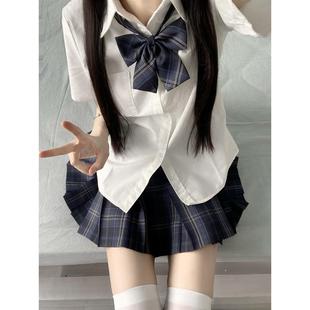 正版津の川原创jk制服套装格裙校供感学院风短袖衬衫高腰百褶裙夏