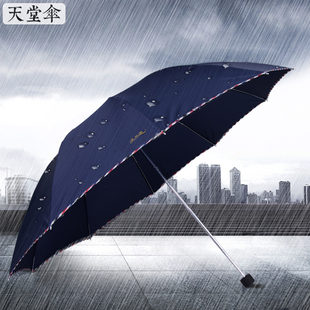 天堂 Umbrella oversized double umbrella 10 bone -proof windproof three -fold folding solid solid student simple business